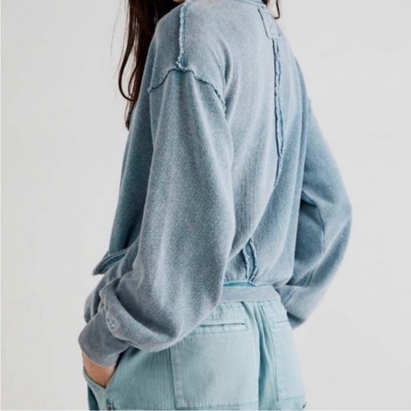 Free People Blue Wrap Top - Picture 2 of 10